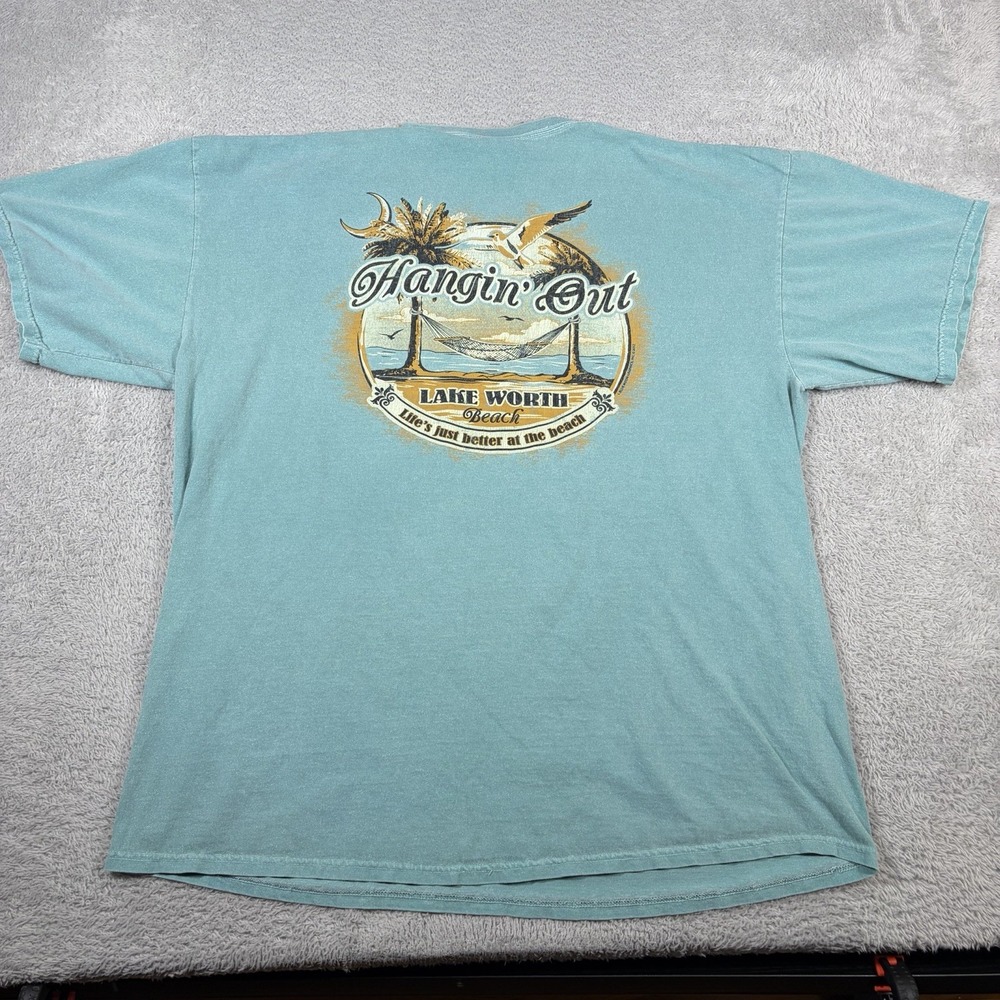 Comfort Colors Graphic Shirt Mens XXL Blue Lake Worth Beach Destination
